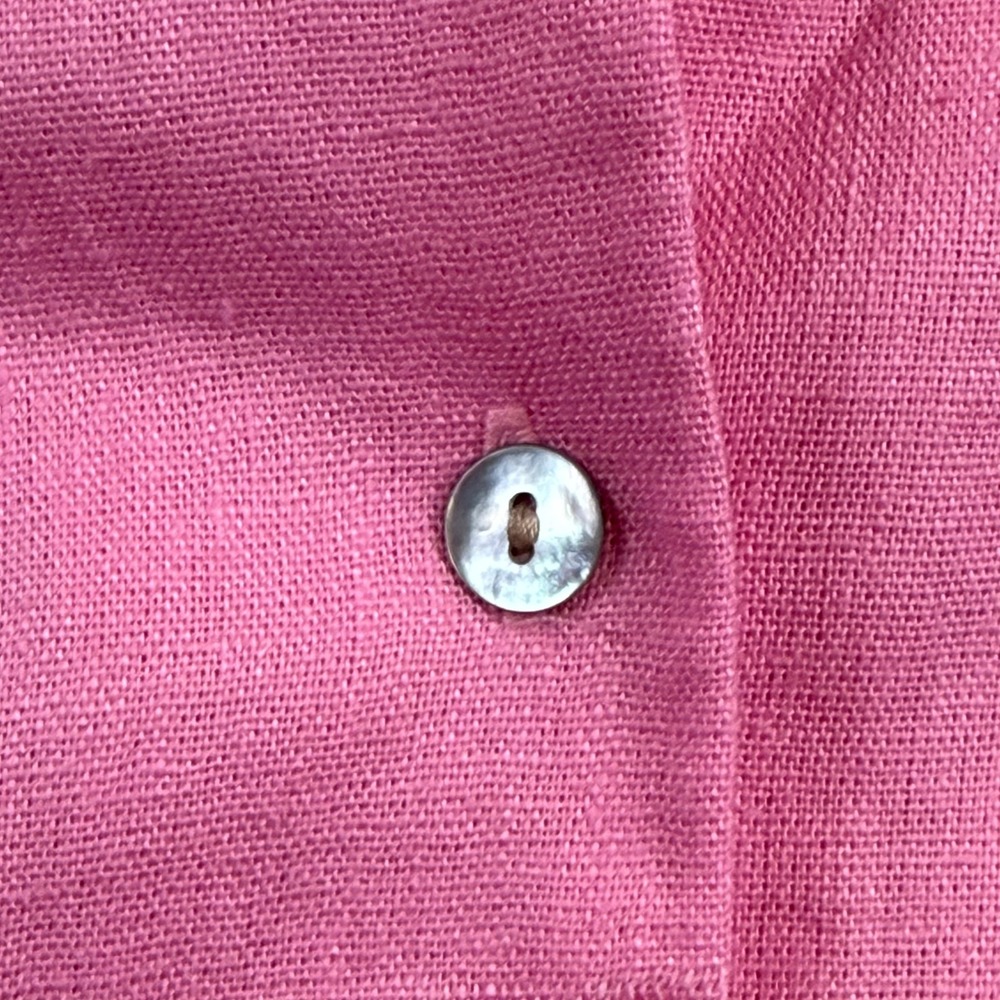 Crown & Ivy Button Down Linen Blend Coastal Coquette Southern Pink Shirt L - Picture 7 of 11